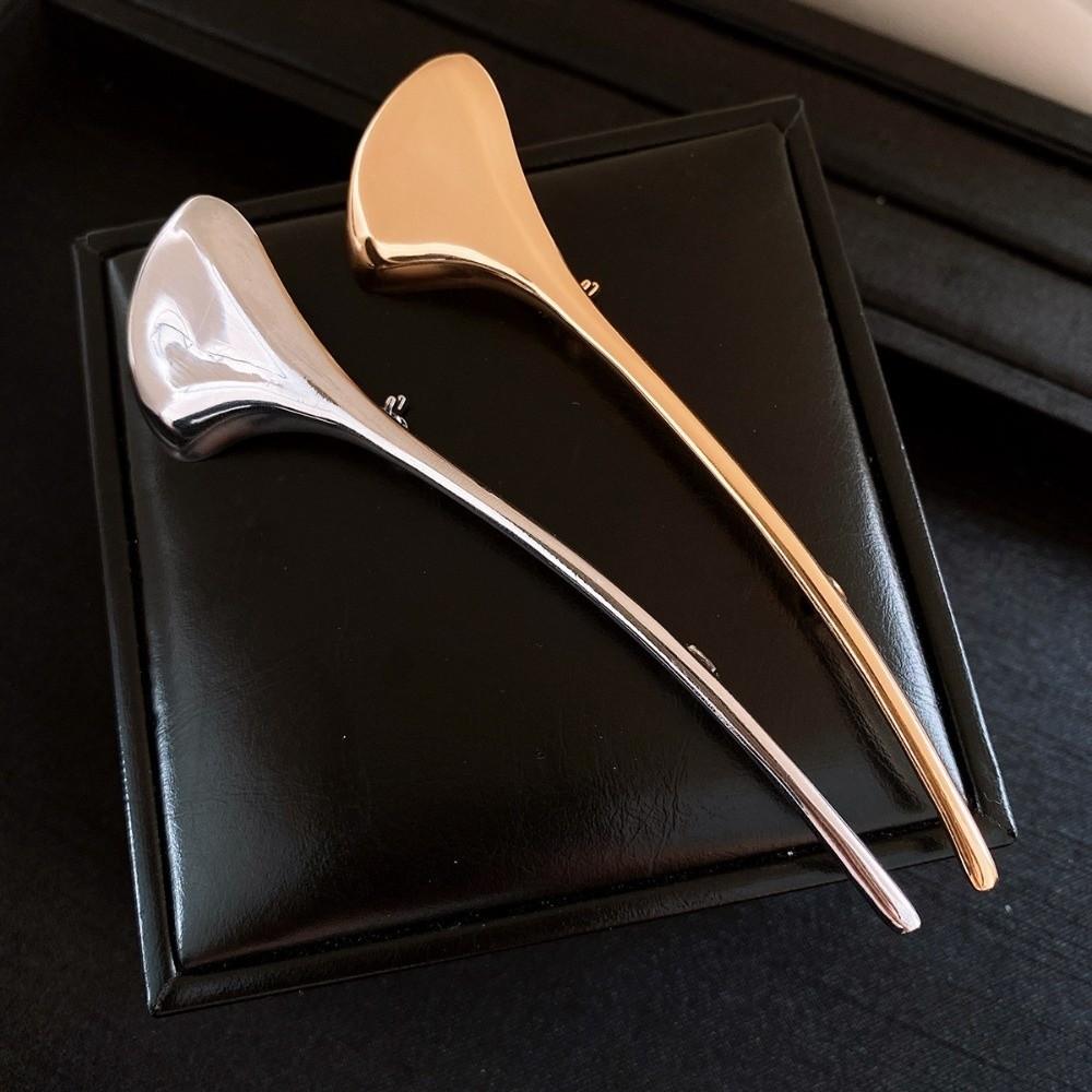 Corsage Ornament Long Leaf Pin French Style Metal Glossy Brooch  Western-style Clothes