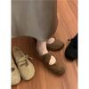 Mori literary and artistic style frosted leather Mary Jane shoes one-word buckle with shallow mouth round head flat-bottomed ballet shoes