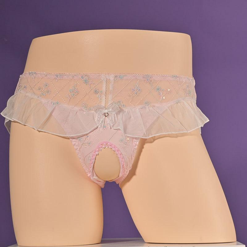 Japanese Lolita Anime Panties For Men Women Sexy Lace Crotchless Briefs Girly Maid Cosplay Lingerie Crossdress Sissy Underpant