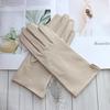 New Ladies Sheepskin Touch Screen Gloves Single Leather Thin Unlined Classic Solid Color Versatile Straight Driving Gloves