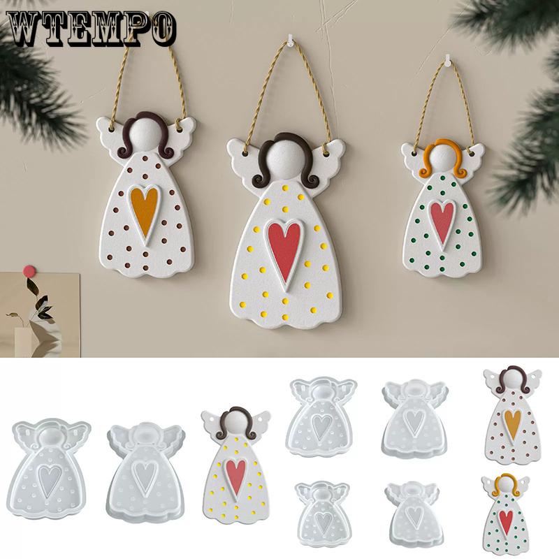 WTEMPO Wing Girl Shaped Design Pendant Making Molds DIY Resin Epoxy Handcrafts Molds Christmas Tree Hanging Ornaments Molds Festive Decoration Molds