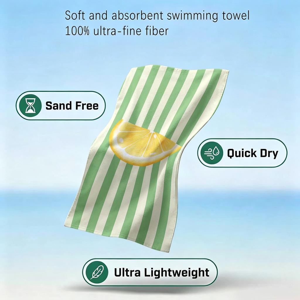 Lemon Slice Beach Towel Cartoon Quick Dry Microfiber Bath Towel for Swimming Surfing Camping Unisex Holiday