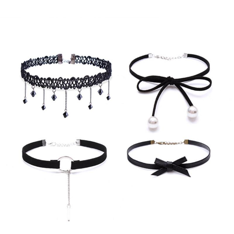 שרשרת צ'וקר תחרה אופנתית לנשים, משולש כוכב קטיפה פרח, סגנון גותי פאנק, מתנת יום הולדת