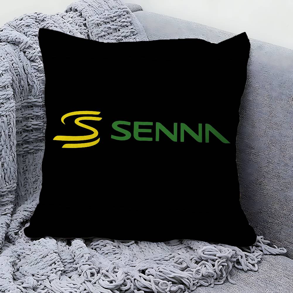 Housse de coussin Logo A-Ayrton S-Senna Housse de coussin décorative pour voiture pour canapé voiture Cadeau de Noël 40x40cm 45x45cm 45x45cm