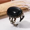 New Gothic Vampire Red Crystal Open Rings for Woman Girls Mystery Witch Jewelry Accessories  Black Ring Party Gifts