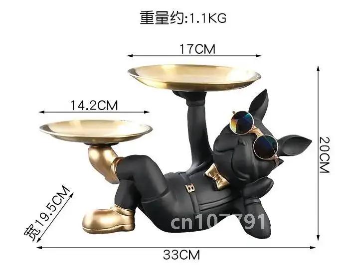 Bulldog Animal Figurines,Home Decoration Accessories,Table Ornaments,Storage Tray,Dog Model Statue,Sculpture Living Room Decor