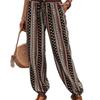 Frühling/Sommer Damen Böhmischer Ethno-Print Locker Schlankmachend Drapierte Elastische Taille Aufgeschlagene Lässige Hose