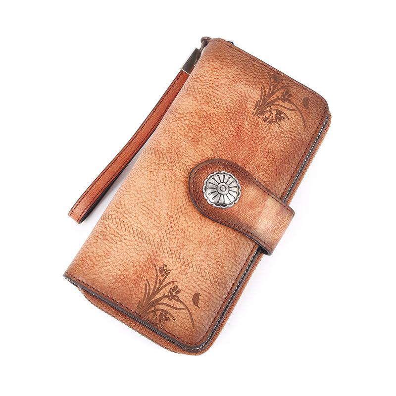New vintage leather clutch bag Fashion top layer cowhide creative women's purse