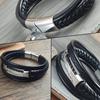 Charm Black Leather Multi-layer Rope Woven Men's Bracelet Stainless Steel I-shaped Magnetic Buckle Men's Jewelry Gift Bracelet