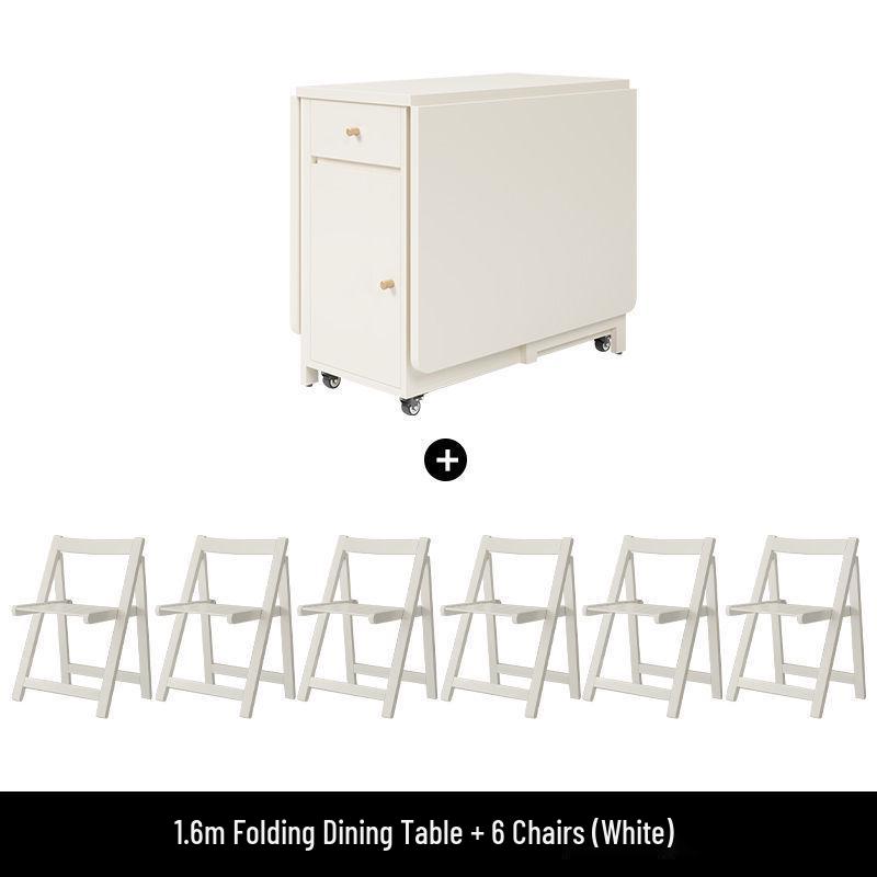 Cream Style Foldable Dining Table and Chair Set - Simple, Multi-Functional, Portable Furniture for Home