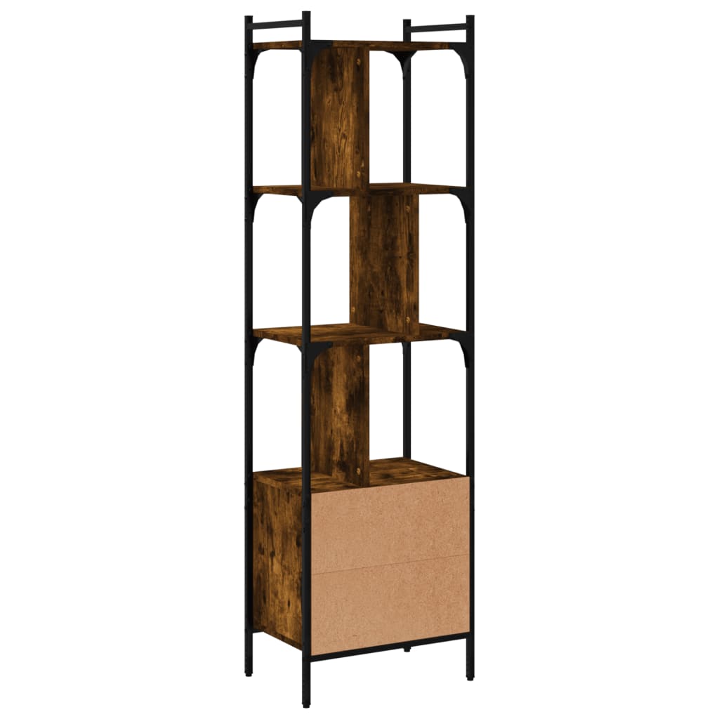 Bookshelf with Door Smoked Oak Finish 44.5 x 30 x 154.5 cm Wood Based Material