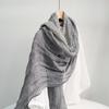 Japanese Vintage Gradient Stripe Linen Scarf Women Art Versatile Spring/Summer Breathable Shawls Sun Protection Long Scarf