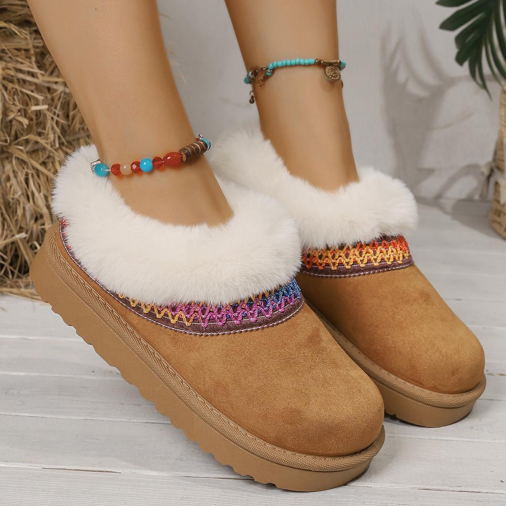 New Thick Soled Snow Boots for Winter, with Increased Height and Plush Insulation. Half Dragged Cotton Shoes with Thickened Plush Slippers