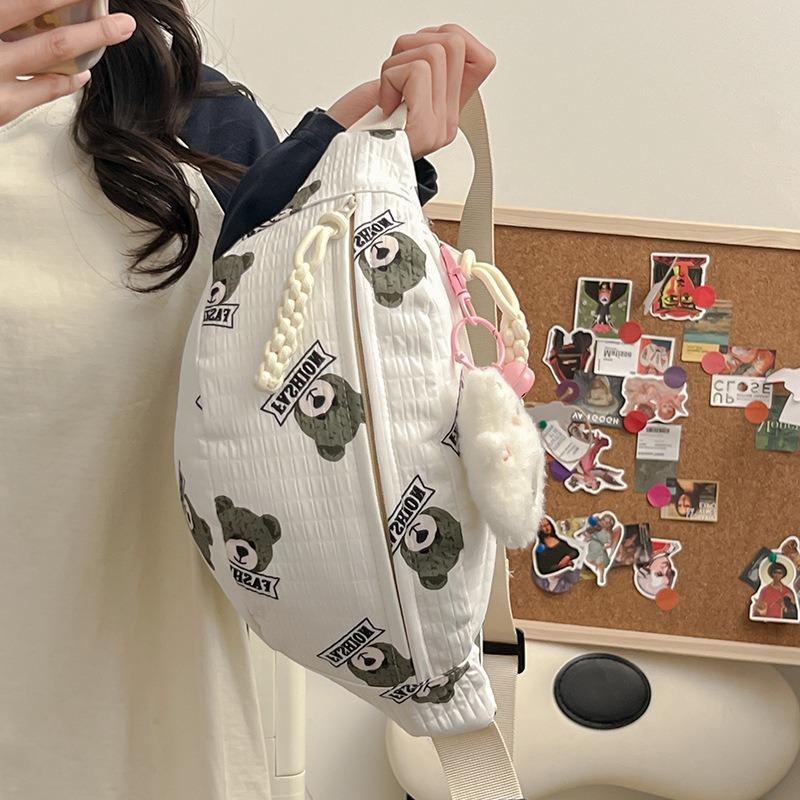 Student Commuting Fashion Shoulder Messenger Women's Bag New Outdoor Sports Fanny Pack Trend Cute Printed Breast Bag