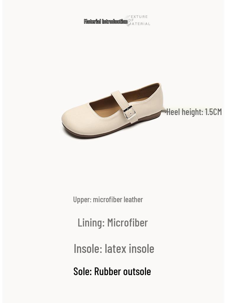 Weiwei Girl 520-1 French Mary Jane Fairy Style Flats - Women's Plus Size, Single Strap, Shallow Mouth.