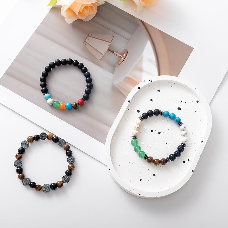 Fashionable 8mm Natural Stone Volcanic Rock Bracelet Black Gallstone Tree of Life Beaded Bracelet Healing Stone Bead Bracelets