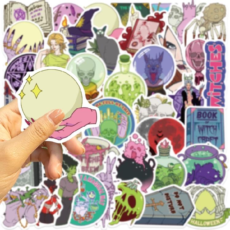 50PCS Witch Design Stickers Waterproof PVC Material For Personalizing Devices Books Accessories Easy Apply Remove