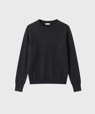 Keulleiseu 100% Wool Round Neck Knit Sweater_Black