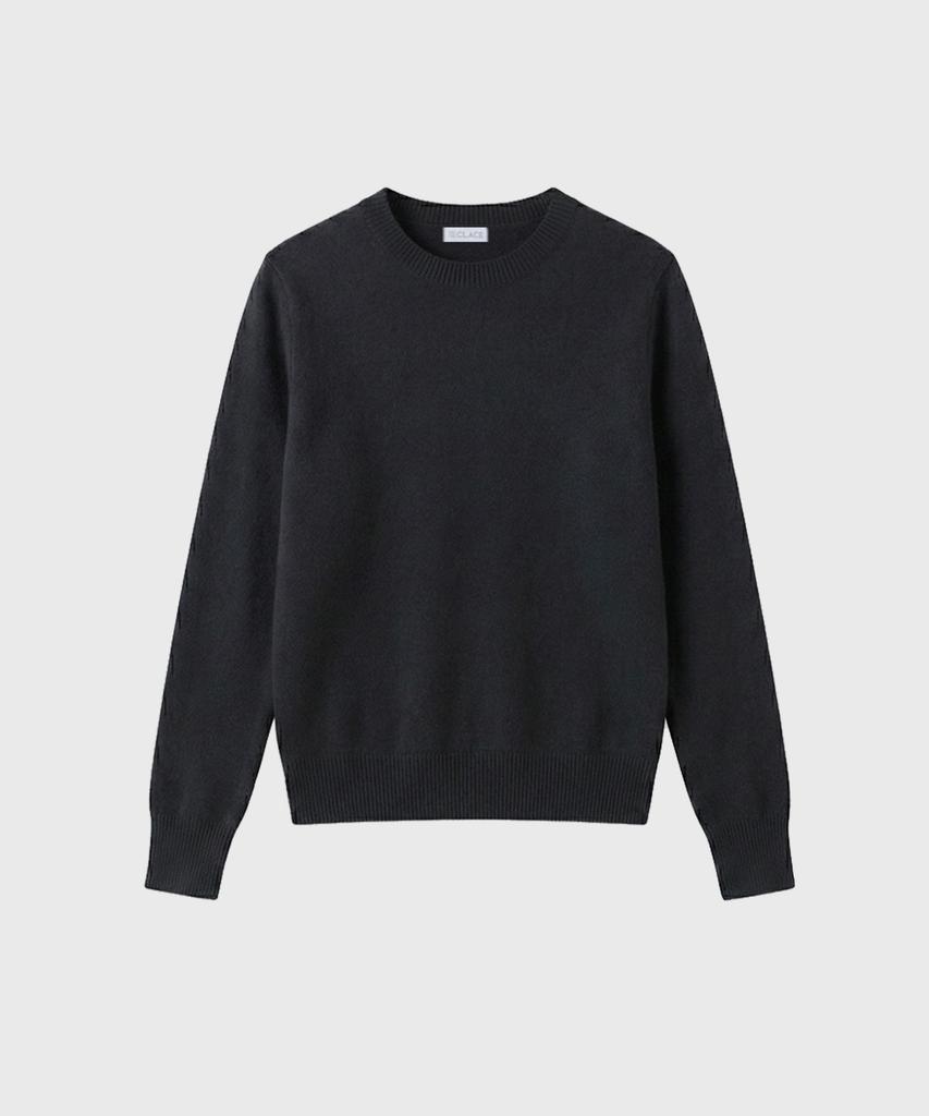 Keulleiseu 100% Wool Round Neck Knit Sweater_Gray