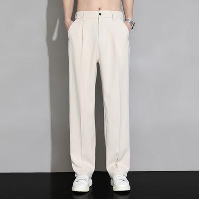 Ice Silk Trousers Men's New Summer Wide-leg Straight Loose Drape Business Suit  Casual Pants