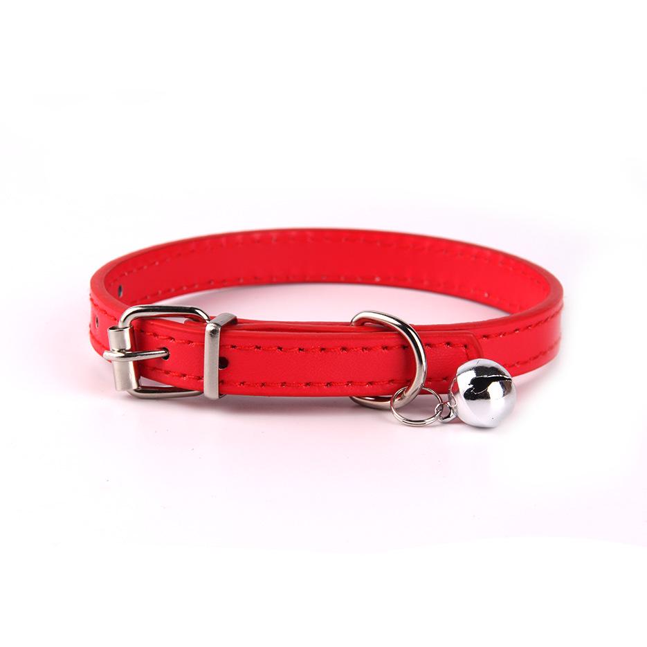 Crosspu Mehrfarbiges Lederhunde Halsband mit Glocke - Einfaches, flaches Design für Haustiere