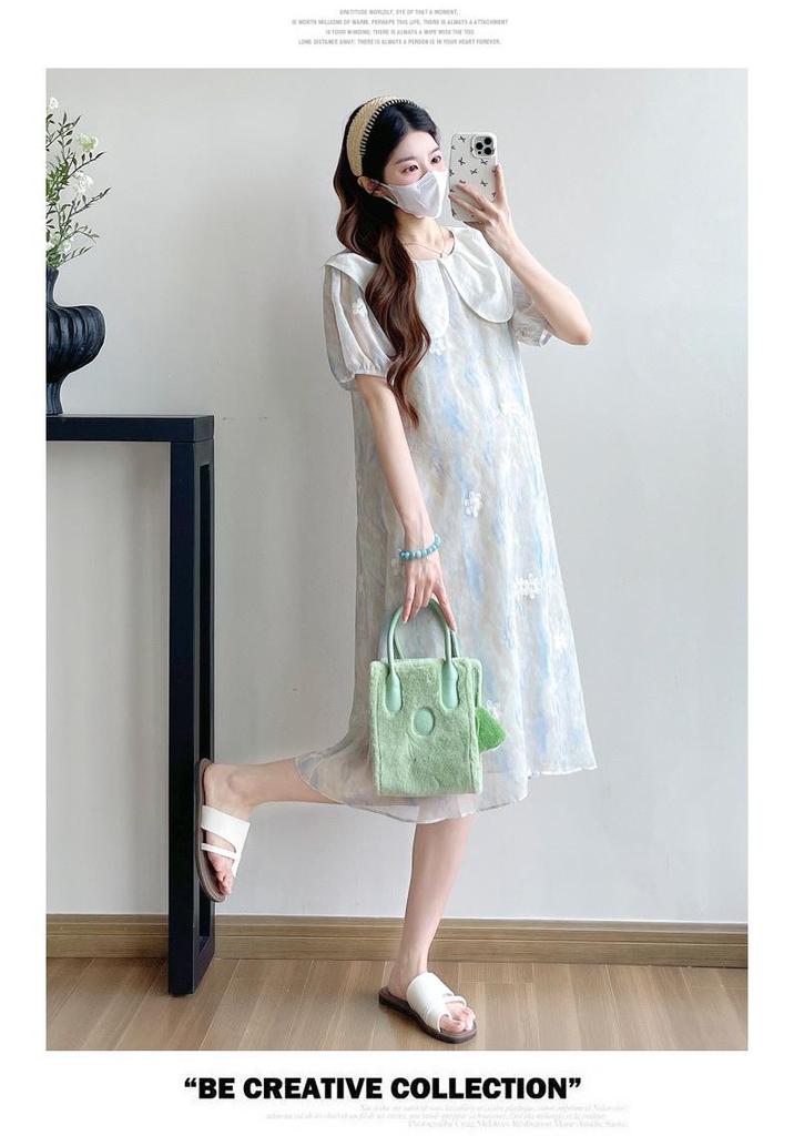 New Summer Maternity Dress: Embroidered, Loose, Slimming, Age-Reducing Design