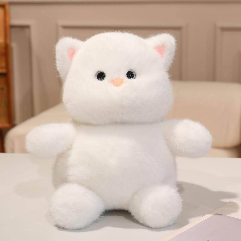 New 28cm Cute Cats Soft Stuffed Plush Toys Black White Grey Lovely Kitten Plushies Doll Gifts for Girls Home Desktop Ornament