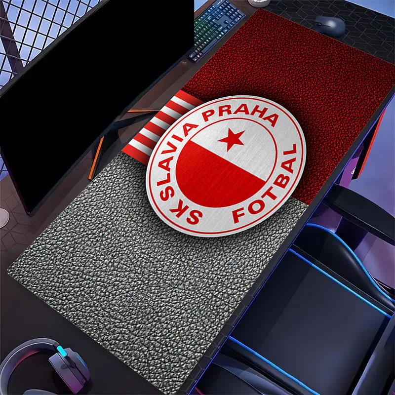 Podložka pod myš SK Slavia Praha, Velká herní podložka na stůl, Protiskluzová podložka pod myš XXL pro notebook a tablet, Podložka pod mini PC se šitými okraji