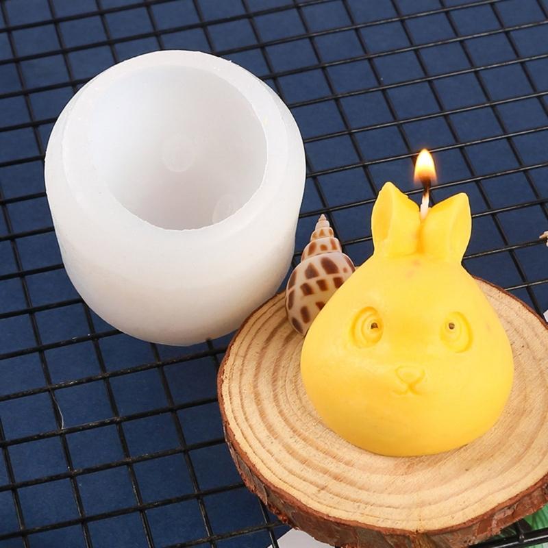 Mucegai pentru lumânări de iepure cu urechi lungi, 3D pentru lumânări de iepuraș, matriță din silicon din rășină, pentru bricolaj, ghips, decorațiuni pentru fondant cu jeleu
