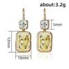 Korean High-End Colored Treasure Earrings Internet Celebrity Style Yellow Diamond Square Zircon Women'S Earrings Simple And Versatile Earrings