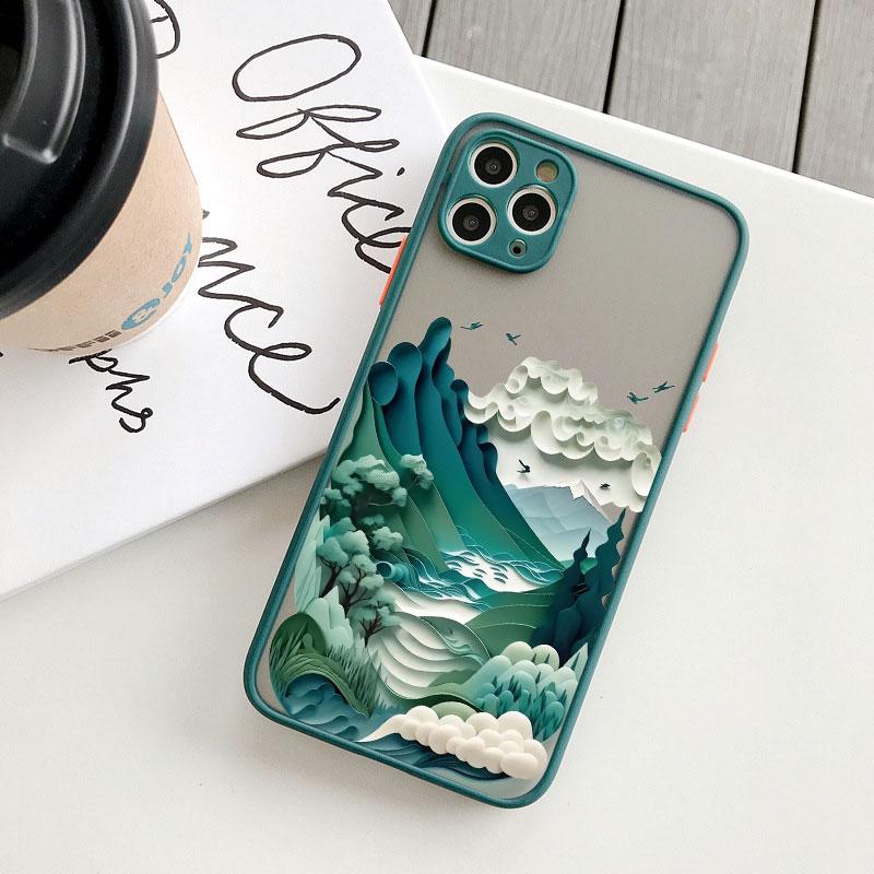 Landscape Printing phone case For iPhone 17 16 15 14 11 12 13 Pro Max Mini 16 Plus XS X XR Creative Mountains Shockproof Cover