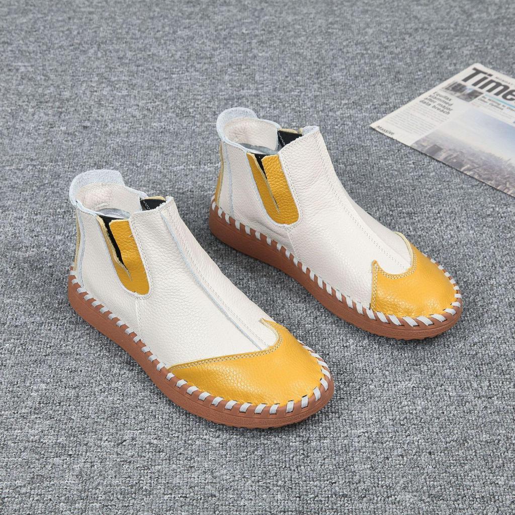 Men's Leather Slip-On High-Top Casual Shoes - Soft Sole, Genuine Cowhide for Autumn/Winter