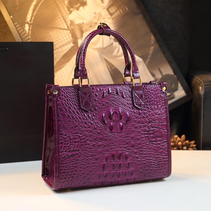 Sacs à main de luxe en cuir véritable pour femmes, motif crocodile, sac à bandoulière élégant et portable pour dame/maman, 2023