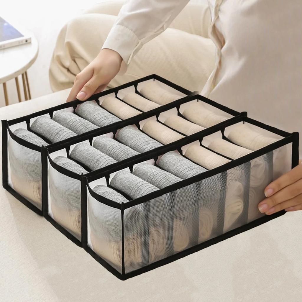 3 Stück-Unterwäsche-Schubladen-Aufbewahrungsbox, Heim-Gitter-Socken-Sortierbox, Kleiderschrank, Schlafsaal-Aufbewahrungstasche