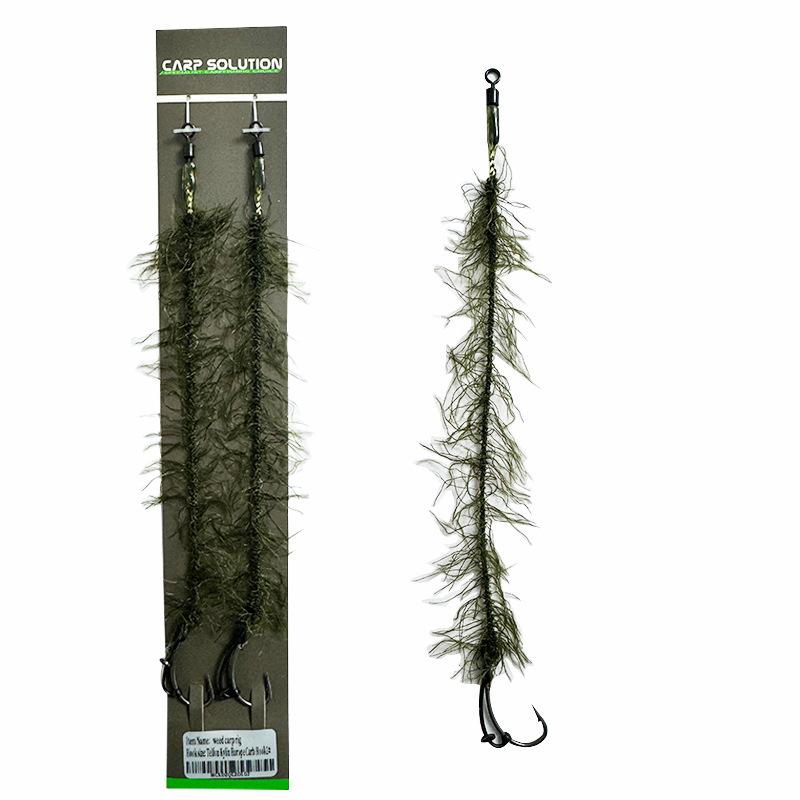 

6-Piece Ronnie Rig with Sheathed Seagrass Bottom, European Carp Cast, Long-Distance Grass Carp Bead Rig 2# 2pcs чорний