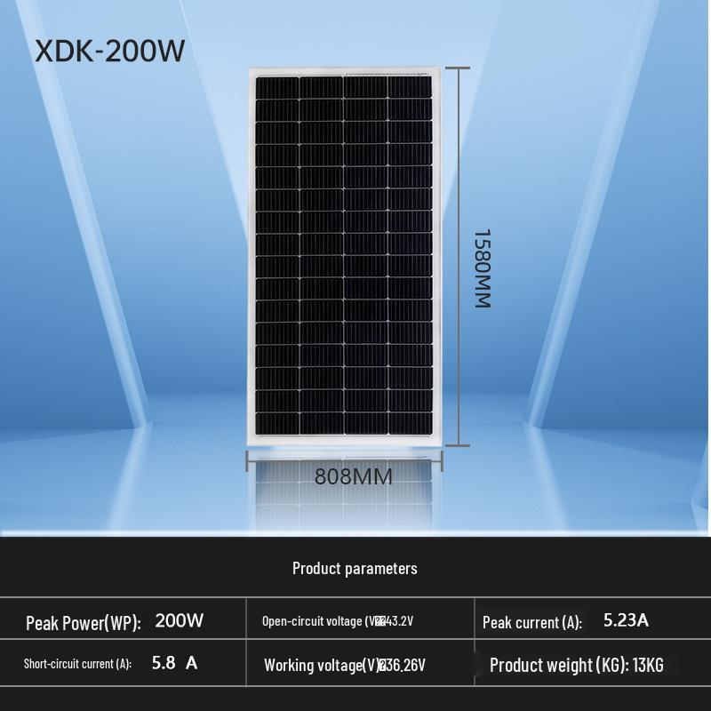 Brand New 200W Monocrystalline Solar Panel for 12V/24V Photovoltaic Power System - Free Shipping