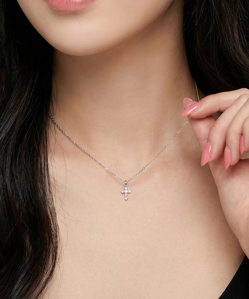 Julius1 Cubic Mini Cross Pendant Necklace Jsb-554