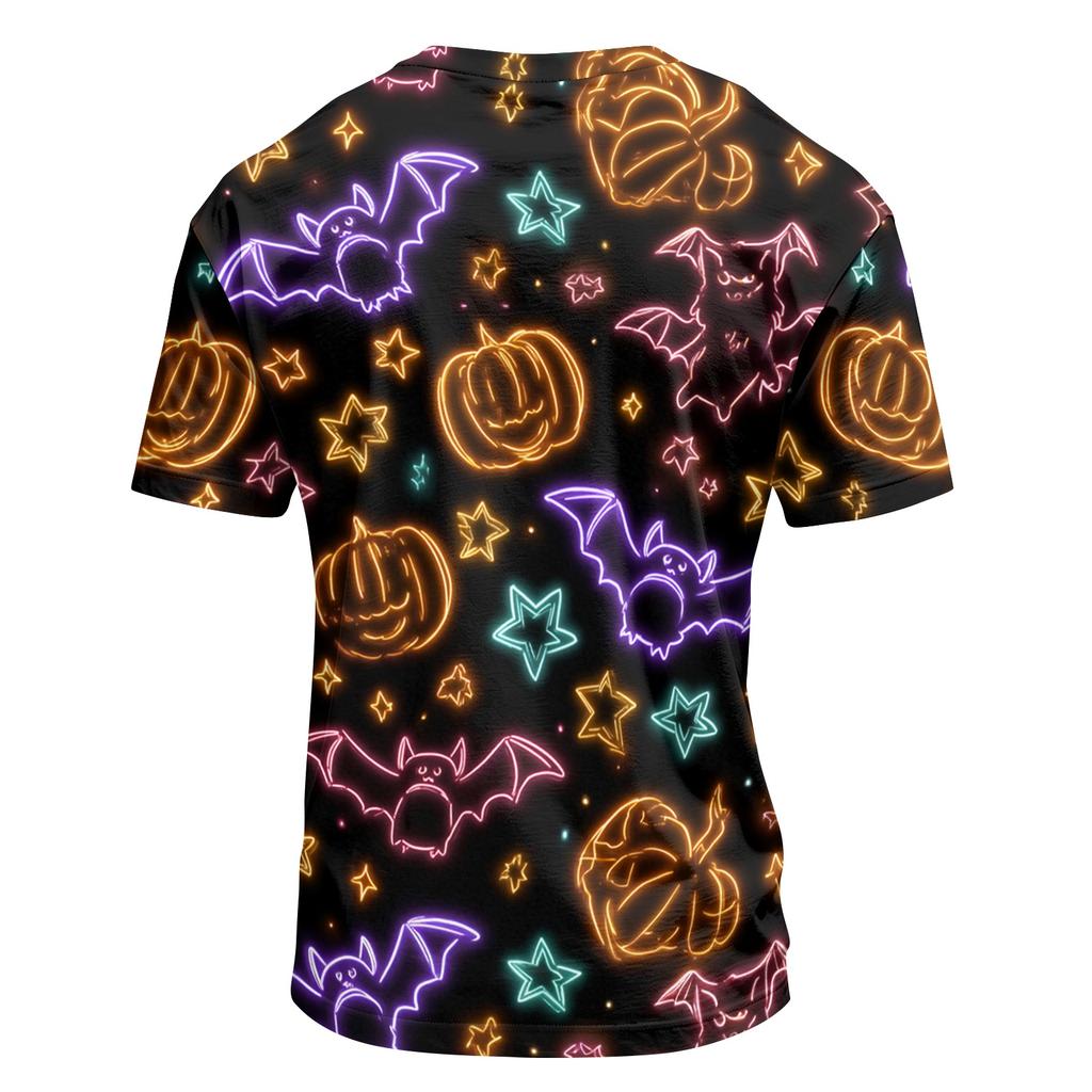 Men's Casual Button Collar Lightweight Breathable Short Sleeve Shirt Halloween Themed Printed Design Comfortable Fit