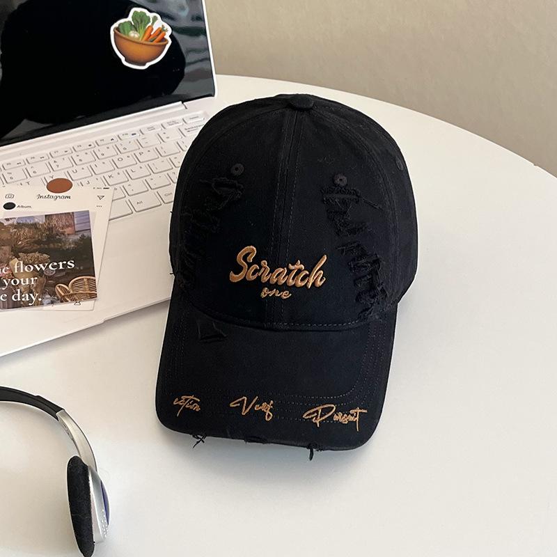 Retro Hole Washed Baseball Cap Men And Women Embroidered Letters Spring And Autumn Fashion Versatile Couple Casual Cap