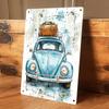 1 Stück retro blaue Blechwanddekoration Volkswagen Käfer, Dekoration für Zuhause zum Thema Reisen, geeignet für Wohnzimmer und Arbeitszimmer