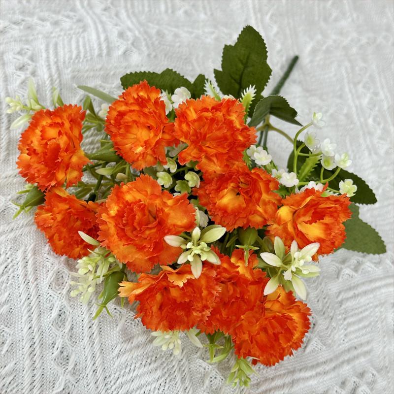 

Mini Artificial Flower Carnation Wedding Hotel Restaurant Decoration Desktop Deep Orange