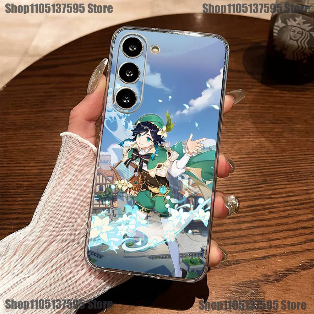 G-Genshin Impact Venti Barbatos Phone Case For Samsung S30,23,21,22,20, FE lite,S10,9,8,7 PIus Note20ultra Soft Transparent