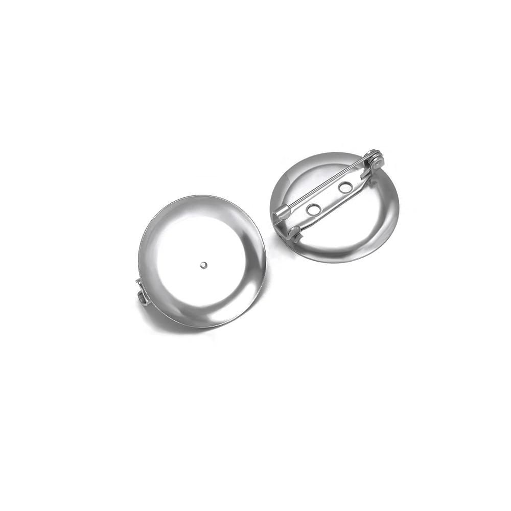 10pcs Stainless Steel 15mm 20mm Brooches Base Blank Tray Cabochon Cameo Settings for DIY Jewelry Findings Clothes Decoration