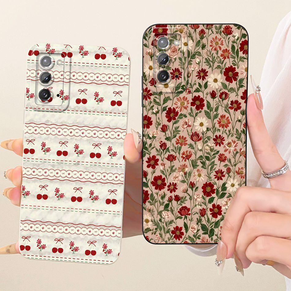 Für Samsung Galaxy S20 S20+ S20FE Niedliche Katze Blume Handyhülle Für Samsung S 20 S20 FE 4G 5G Stoßfeste Weiche Silikon-Stoßfänger