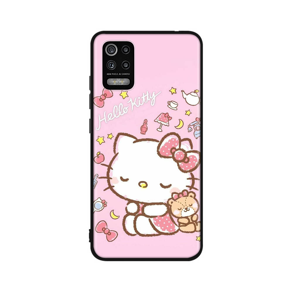KT70 Hello Kitty Case for Xiaomi Poco X6 X4 M5 M6 F5 F6 C65 C55 C50 C51 C40 Redmi Note 7 8 14C A3X 13C 12C 11 10A 9C Pro Black Sofe Cover