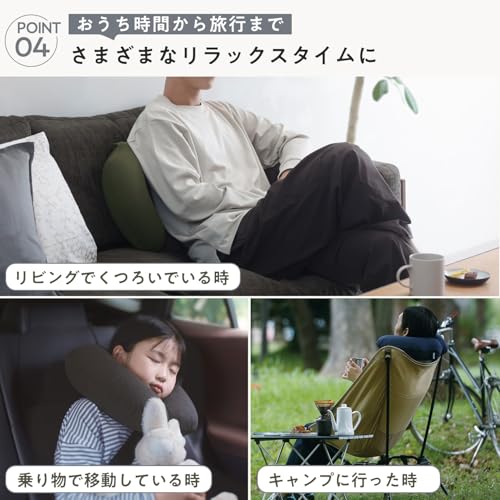 Marna fuu Neck Pillow (Inflates without mouth contact/Folds to smartphone size/Washable) Compact Air Neck Pillow (For travel/airplanes/cars, etc.) Nav