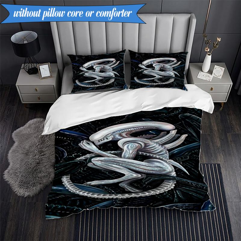 Alien Horror Artwork 3pcs K-pop Music Group Bedding set,Ideal for Bedroom, Dormitory,Including Duvet Cover And 2pcs Pillowcases,Fan Gifts