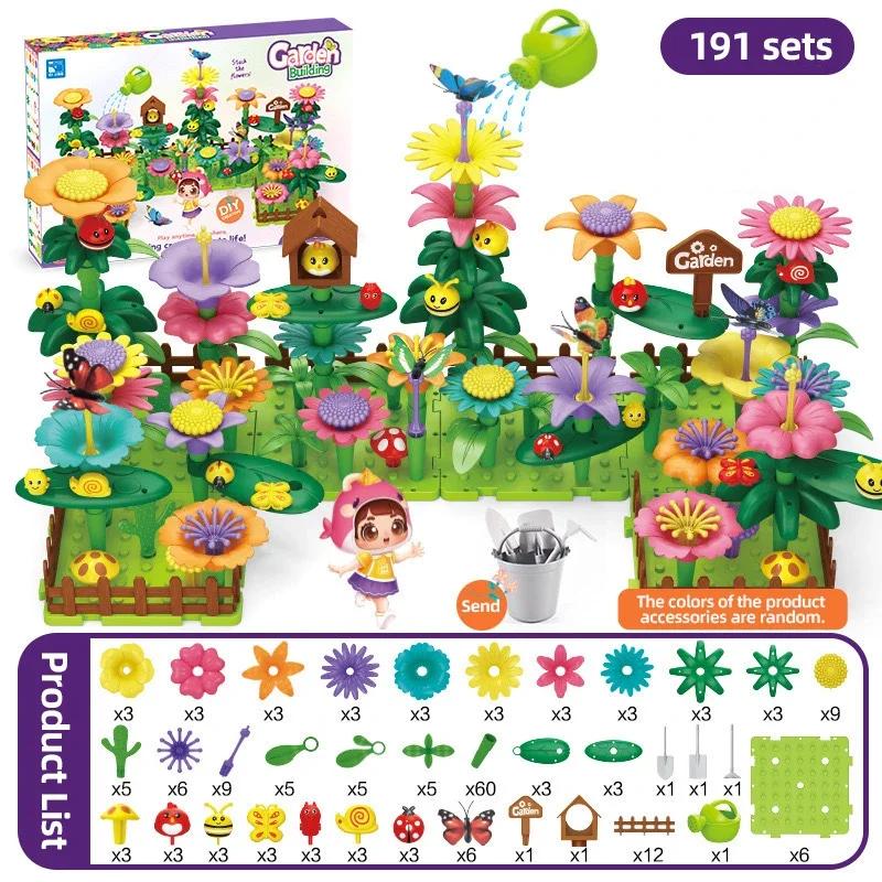 Flower Garden Building Set Girl Diy Flower Stacking Blocks Toddlers Bouquet Bricks Development for Kid 4 5 6 Years Old Gifts Set