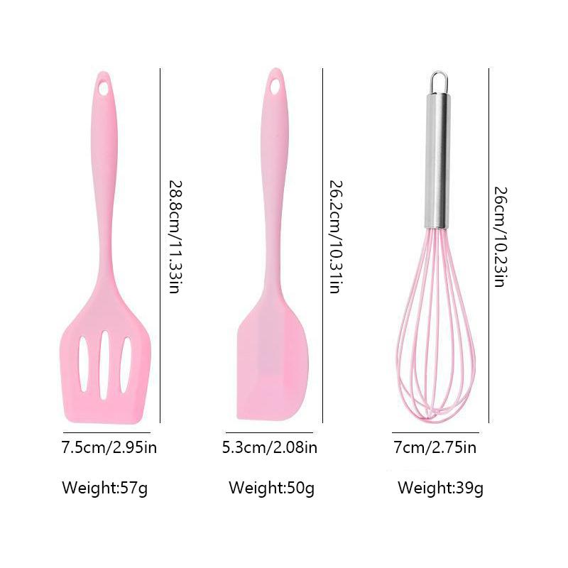 5pcs Silicone High-temperature Resistant Kitchen Baking Scraper Oil Brush Egg Beater Food Clip Baking Tool