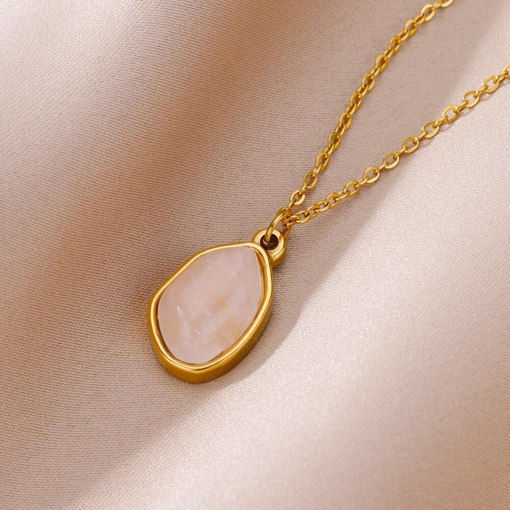 Natural Healing Crystal Necklace Stainless steel Necklace Colorful Crystal Irregular Healing Crystal Pendant Necklaces for Women